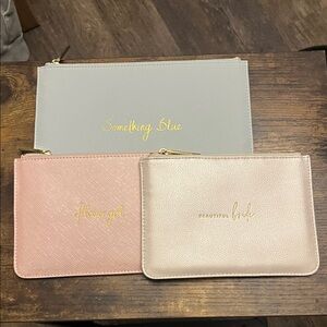 Bridal Party Elegant Pink and Gray Cosmetic Bag Trio